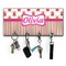 Pink Monsters & Stripes Key Hanger w/ 4 Hooks & Keys
