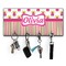Pink Monsters & Stripes Key Hanger w/ 4 Hooks w/ Name or Text