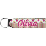 Pink Monsters & Stripes Neoprene Keychain Fob (Personalized)