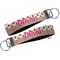 Pink Monsters & Stripes Key-chain - Metal and Nylon - Front and Back