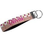 Pink Monsters & Stripes Webbing Keychain Fob - Large (Personalized)