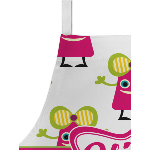 Pink Monsters & Stripes Kid's Aprons - Detail