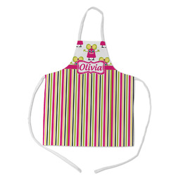 Pink Monsters & Stripes Kid's Apron - Medium (Personalized)