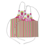 Pink Monsters & Stripes Kid's Apron w/ Name or Text