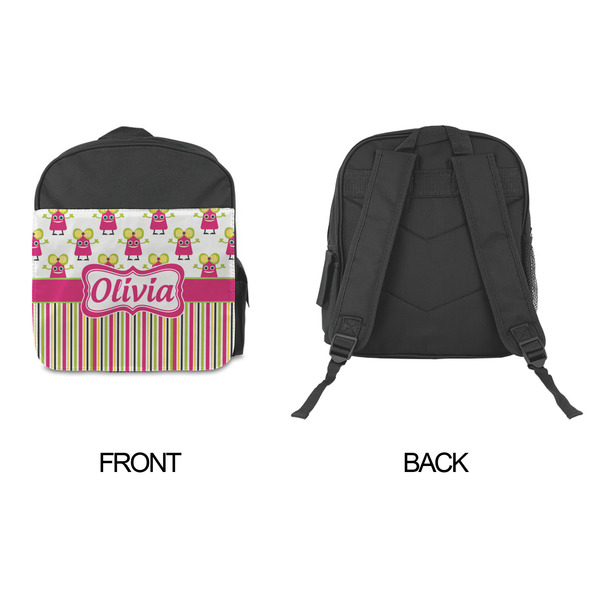 Pink Monsters & Stripes Kid's Backpack - Approval
