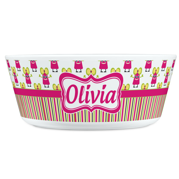 Pink Monsters & Stripes Kids Bowls - FRONT