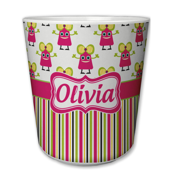 Custom Pink Monsters & Stripes Plastic Tumbler 6oz (Personalized)