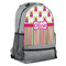 Pink Monsters & Stripes Large Backpack - Gray - Angled View