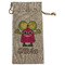 Pink Monsters & Stripes Large Burlap Gift Bag - Front (Personalized)