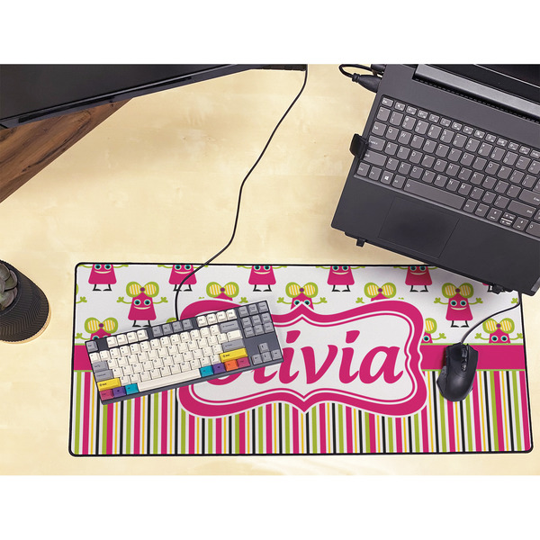 Pink Monsters & Stripes Large Gaming Mats - LIFESTYLE