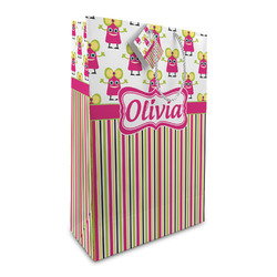 Pink Monsters & Stripes Large Gift Bag (Personalized)