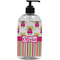Pink Monsters & Stripes Plastic Soap / Lotion Dispenser (Personalized)
