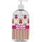 Pink Monsters & Stripes Plastic Soap / Lotion Dispenser (16 oz - Large - White) (Personalized)