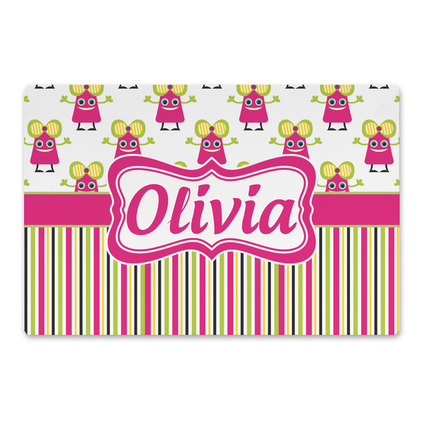 Custom Pink Monsters & Stripes Large Rectangle Car Magnet (Personalized)