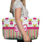 Pink Monsters & Stripes Large Rope Tote Bag - In Context View