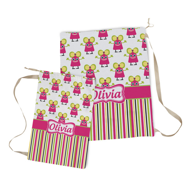 Pink Monsters & Stripes Laundry Bag - Both Bags