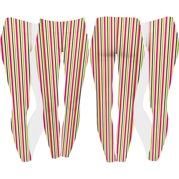 Pink Monsters & Stripes Leggings Turn Around - Apvl