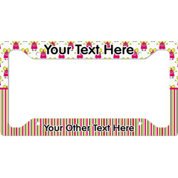 Pink Monsters & Stripes License Plate Frame (Personalized)