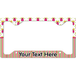 Pink Monsters & Stripes License Plate Frame - Style C (Personalized)