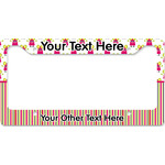 Pink Monsters & Stripes License Plate Frame - Style B (Personalized)