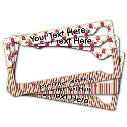 Pink Monsters & Stripes License Plate Frame (Personalized)