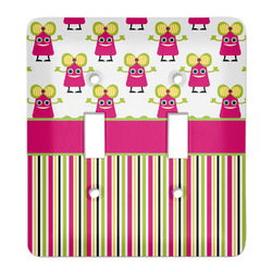 Pink Monsters & Stripes Light Switch Cover (2 Toggle Plate)