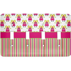 Pink Monsters & Stripes Light Switch Cover (4 Toggle Plate)