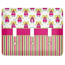 Pink Monsters & Stripes Light Switch Cover (3 Toggle Plate)