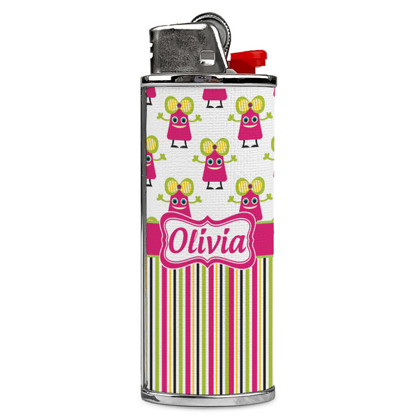 Custom Pink Monsters & Stripes Case for BIC Lighters (Personalized)