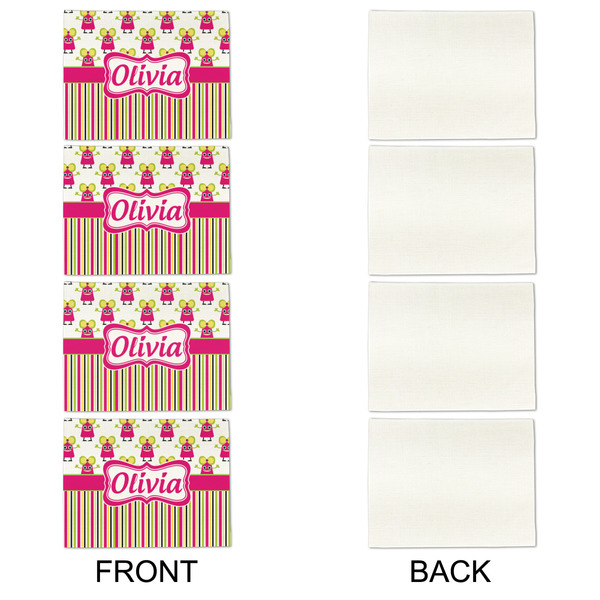 Pink Monsters & Stripes Linen Placemat - APPROVAL Set of 4 (single sided)