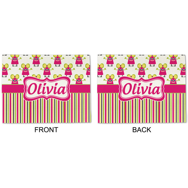 Pink Monsters & Stripes Linen Placemat - APPROVAL (double sided)