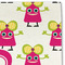 Pink Monsters & Stripes Linen Placemat - DETAIL