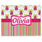 Pink Monsters & Stripes Single-Sided Linen Placemat - Single w/ Name or Text