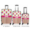 Pink Monsters & Stripes Luggage Bags all sizes - With Handle