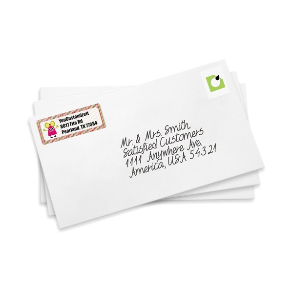 Pink Monsters & Stripes Mailing Label on Envelopes