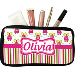 Pink Monsters & Stripes Makeup / Cosmetic Bag (Personalized)