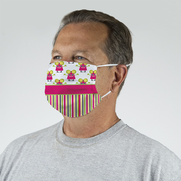 Pink Monsters & Stripes Mask - Quarter View on Guy