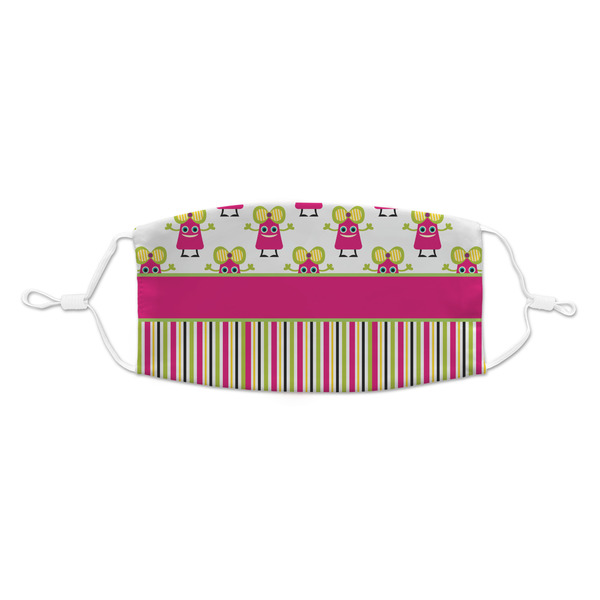 Custom Pink Monsters & Stripes Kid's Cloth Face Mask