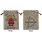 Pink Monsters & Stripes Medium Burlap Gift Bag - Front & Back (Personalized)