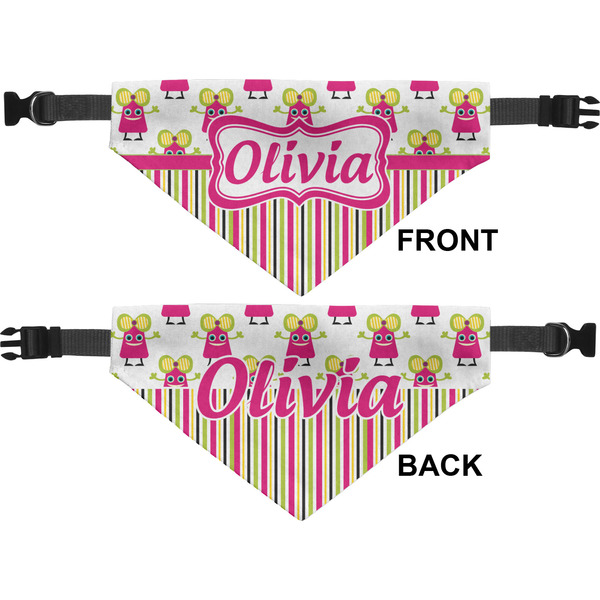 Pink Monsters & Stripes Medium Dog Bandana Approval