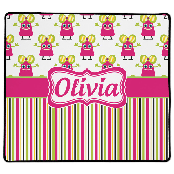 Custom Pink Monsters & Stripes XL Gaming Mouse Pad - 18" x 16" (Personalized)