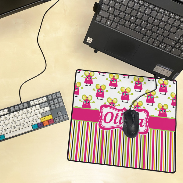 Pink Monsters & Stripes Medium Gaming Mats - LIFESTYLE