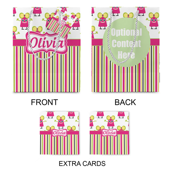 Pink Monsters & Stripes Medium Gift Bag - Approval