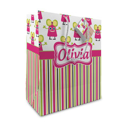 Pink Monsters & Stripes Medium Gift Bag (Personalized)