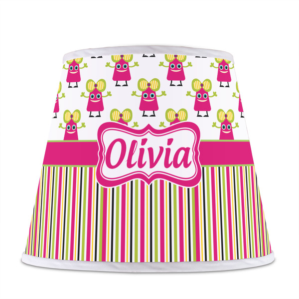Pink Monsters & Stripes Poly Film Empire Lampshade - Front View