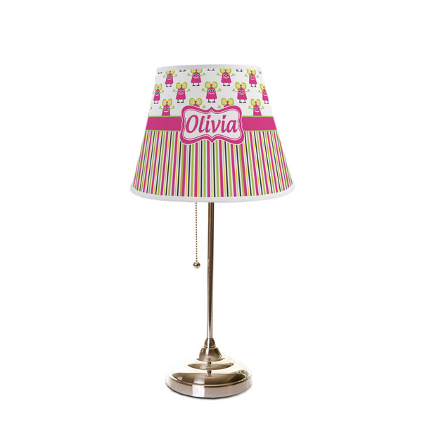 Pink Monsters & Stripes Poly Film Empire Lampshade - On Stand