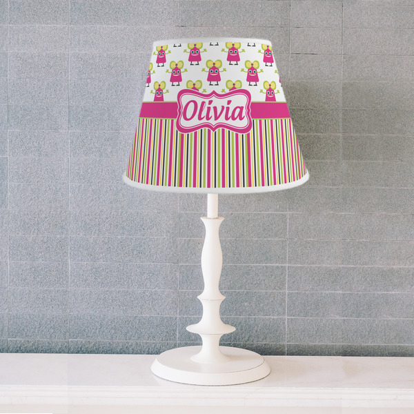 Pink Monsters & Stripes Poly Film Empire Lampshade - Lifestyle