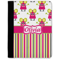 Pink Monsters & Stripes Notebook Padfolio - Medium w/ Name or Text