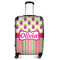Pink Monsters & Stripes Suitcase - 24" Medium - Checked (Personalized)