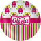 Pink Monsters & Stripes Melamine Salad Plate - 8" (Personalized)